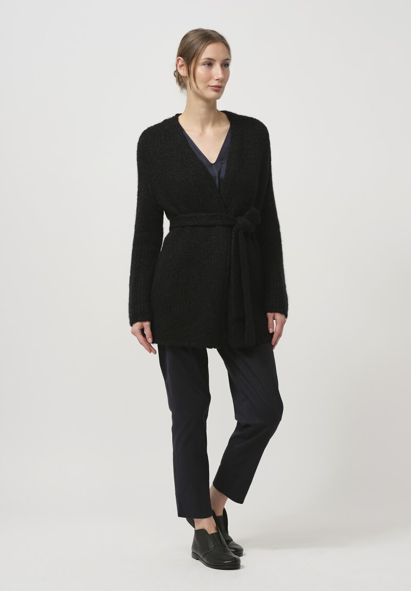 Wommelsdorff Cashmere & Silk Loki Cardigan in Space Black	