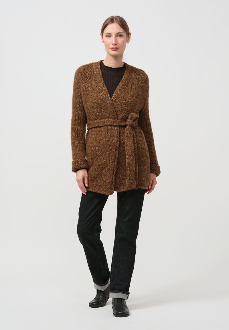 Wommelsdorff Cashmere & Silk Loki Cardigan in Bronze Brown	