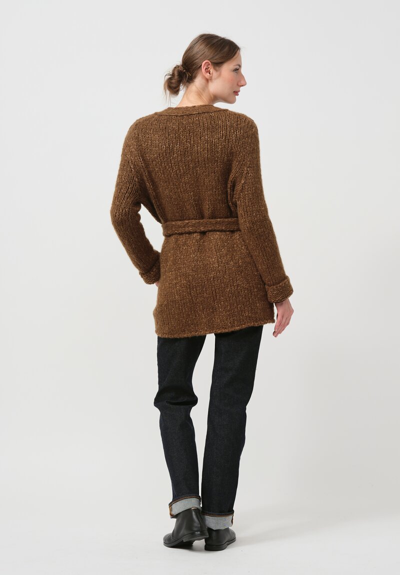 Wommelsdorff Cashmere & Silk Loki Cardigan in Bronze Brown	