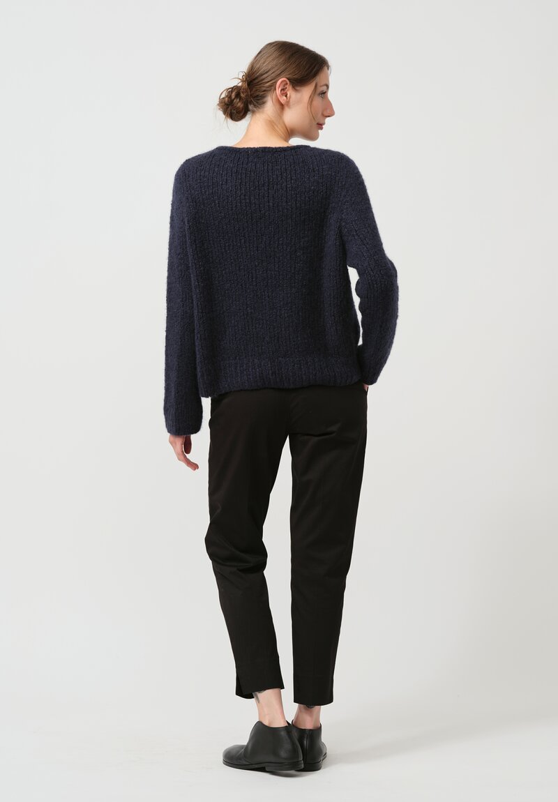 Wommelsdorff Hand-Knit Faye Cashmere & Silk Sweater in Atlantic Blue	