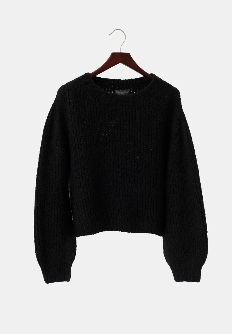 Wommelsdorff Cashmere & Silk Hand-Knit Miga Sweater in Space Black	