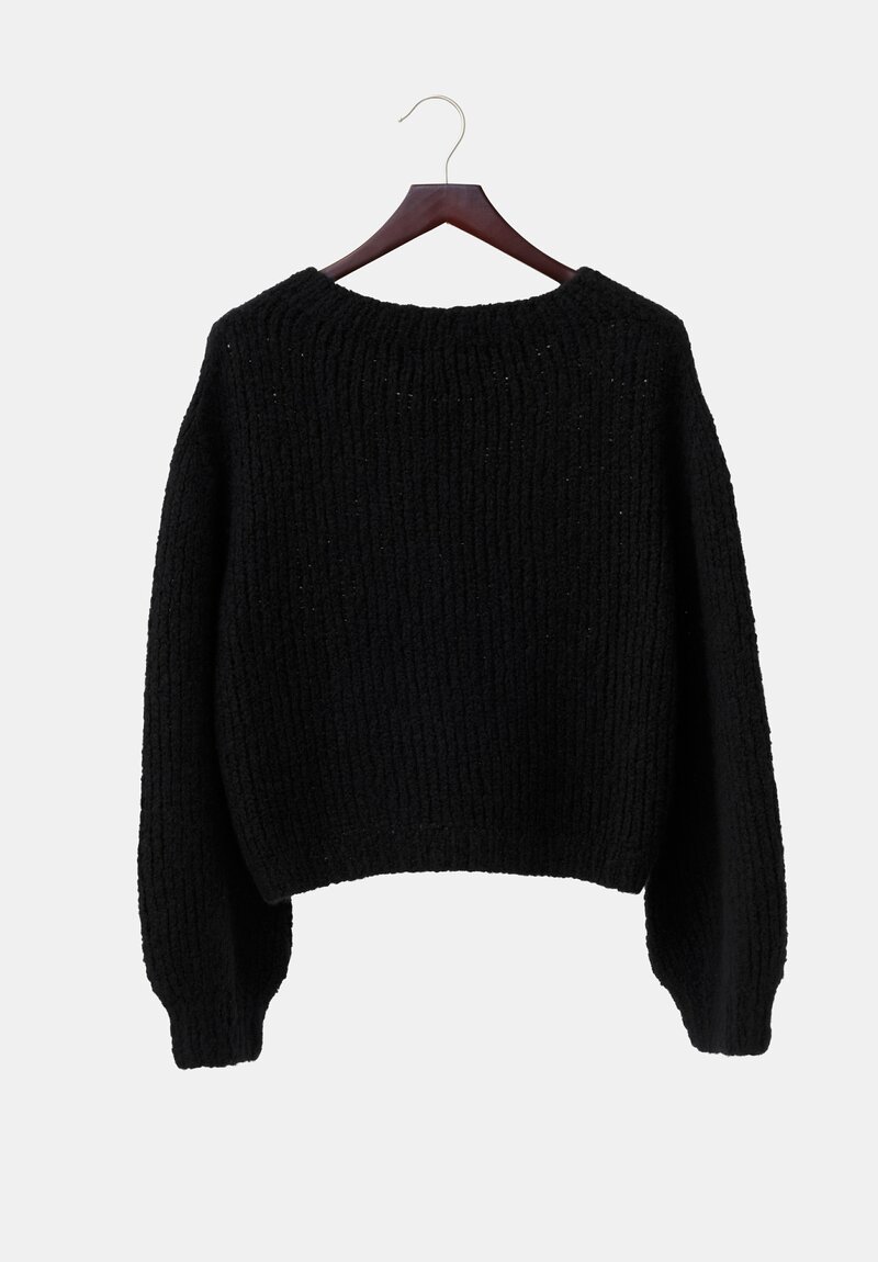 Wommelsdorff Cashmere & Silk Hand-Knit Miga Sweater in Space Black	