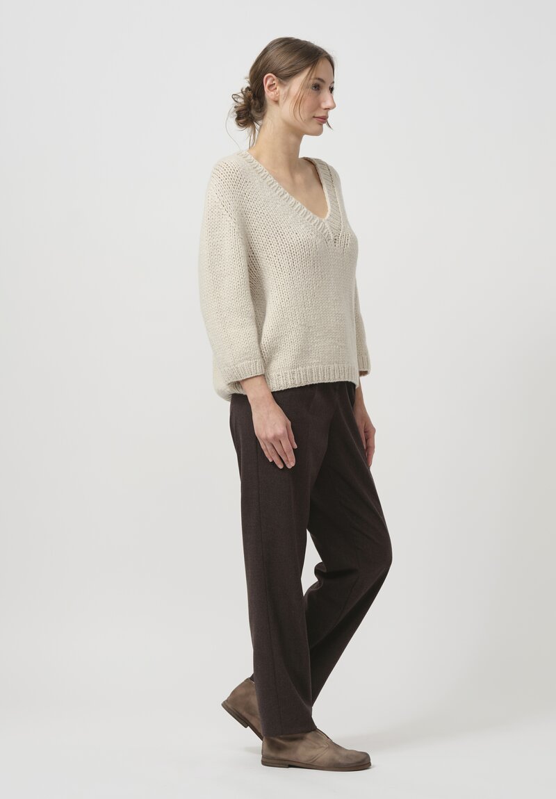 Wommelsdorff Hand-Knit Cashmere Dara Sweater in Latte White	