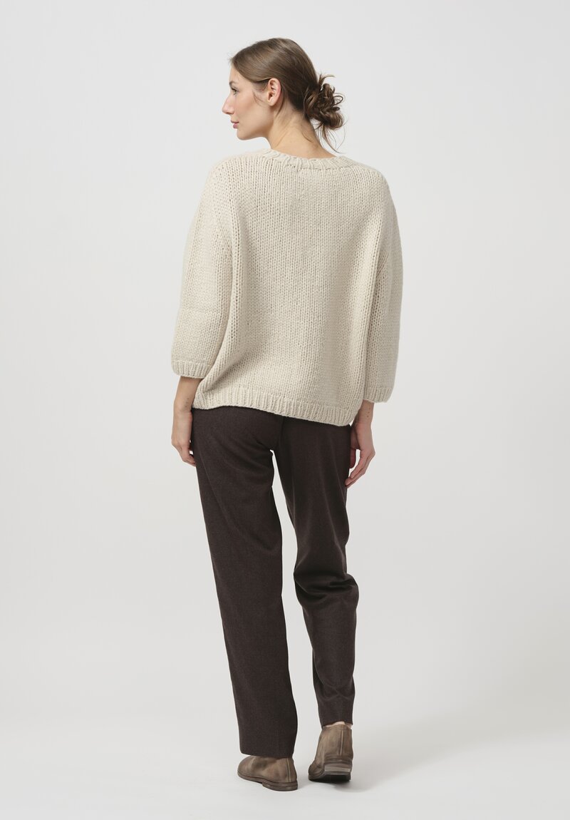 Wommelsdorff Hand-Knit Cashmere Dara Sweater in Latte White	