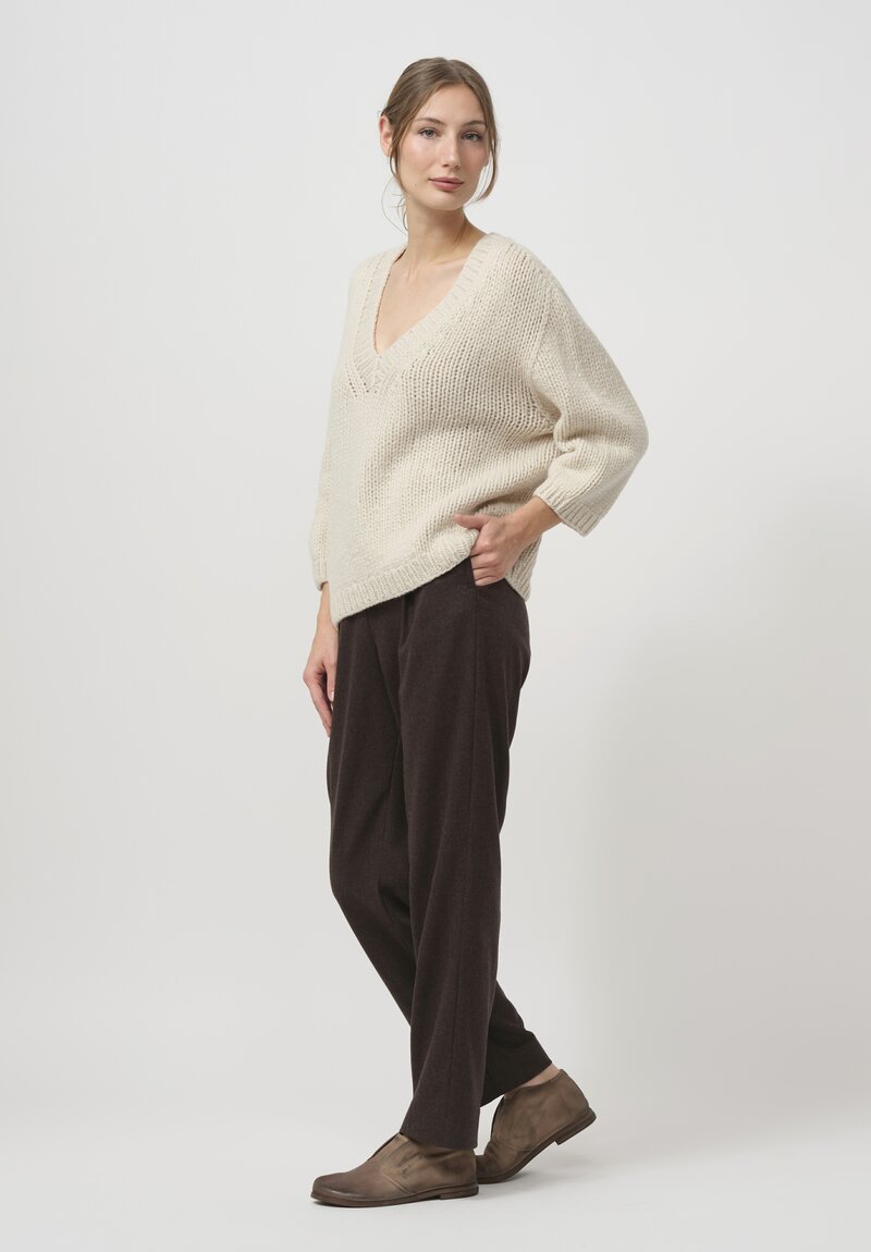 Wommelsdorff Hand-Knit Cashmere Dara Sweater in Latte White	