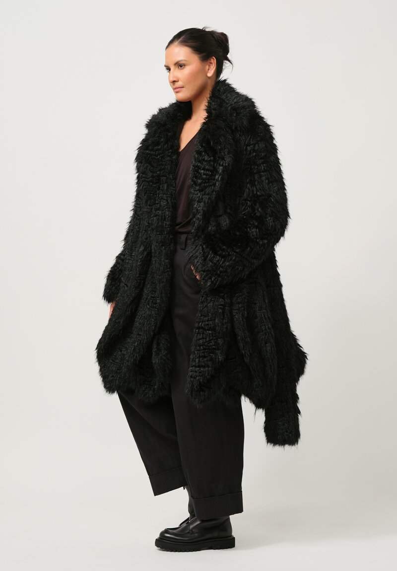 Sacai Faux Fur Coat in Black	