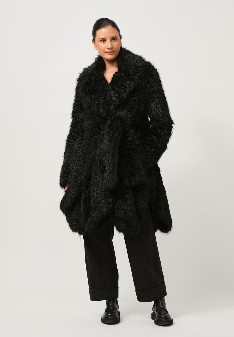 Sacai Faux Fur Coat in Black	