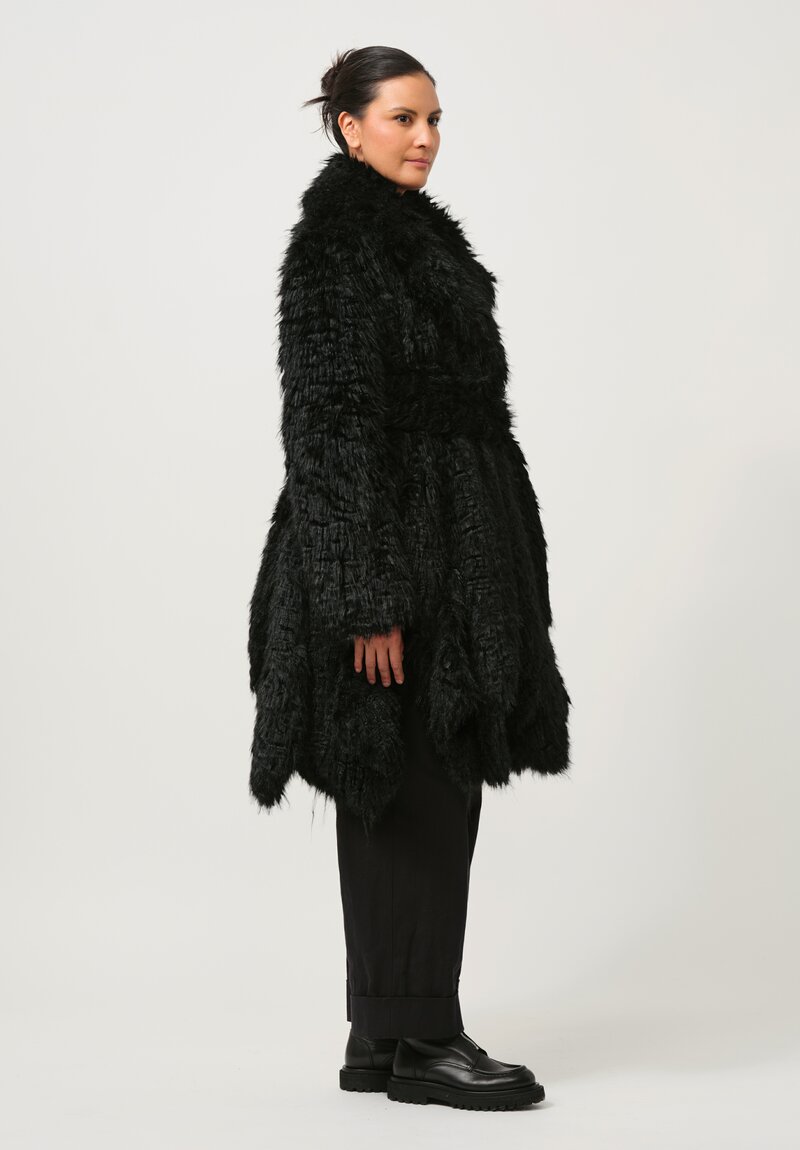 Sacai Faux Fur Coat in Black	