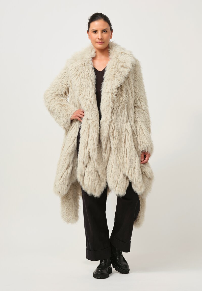 Sacai Faux Fur Coat in Milk	