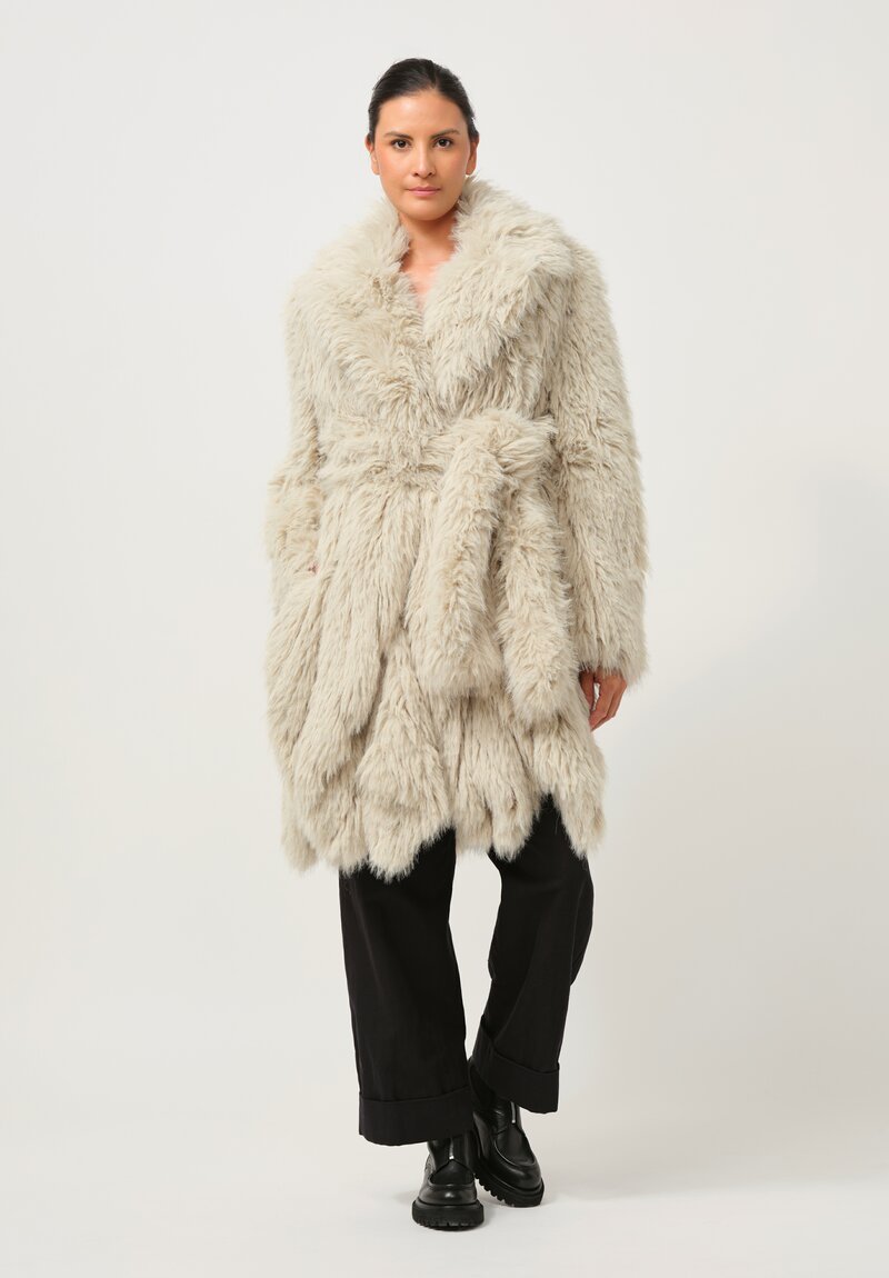 Sacai Faux Fur Coat in Milk	