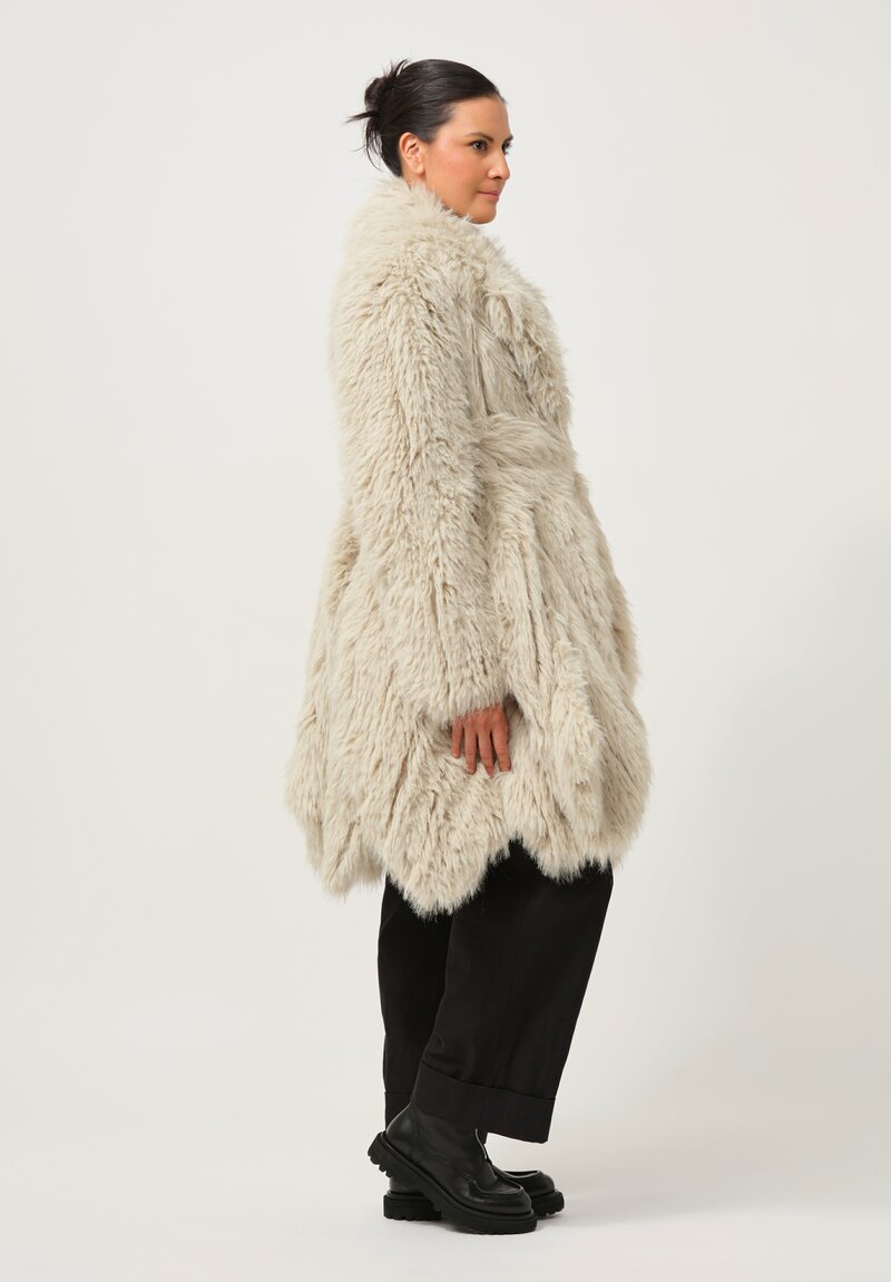 Sacai Faux Fur Coat in Milk	