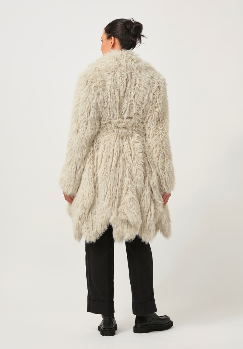 Sacai Faux Fur Coat in Milk	