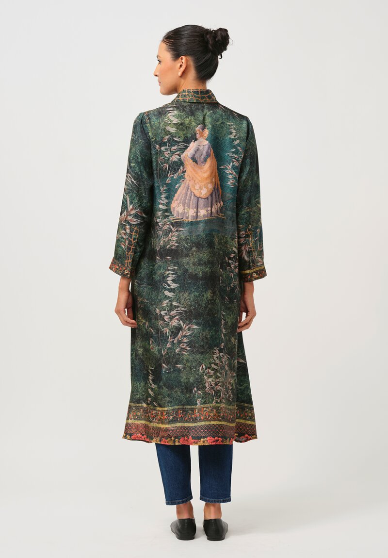 Bokja Silk Twill Lady In Garden Z Dress in Green & Gold	