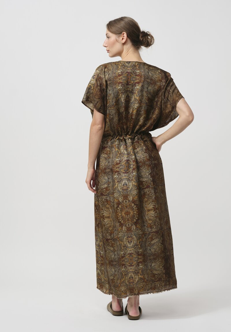 Uma Wang Acre Dress in Mustard Brown & Black	