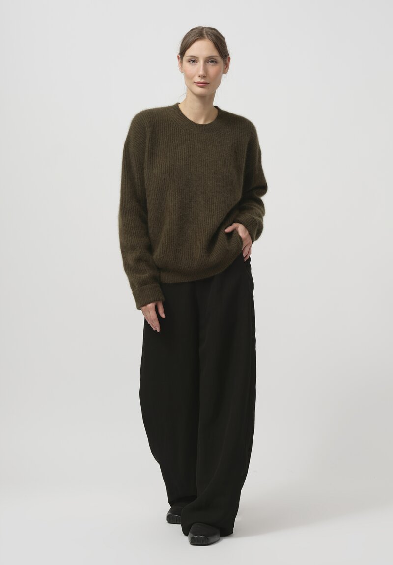 Uma Wang Raccoon Knit Sweater in Army Green	