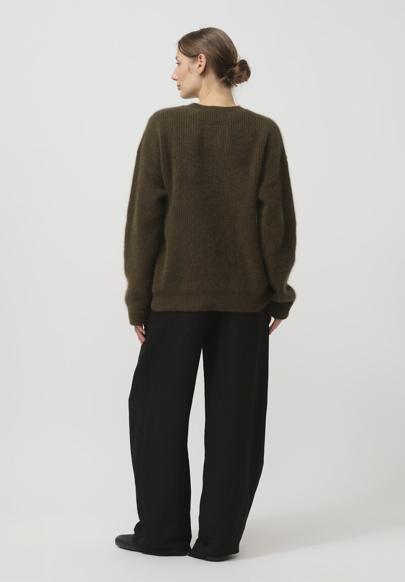 Uma Wang Raccoon Knit Sweater in Army Green	