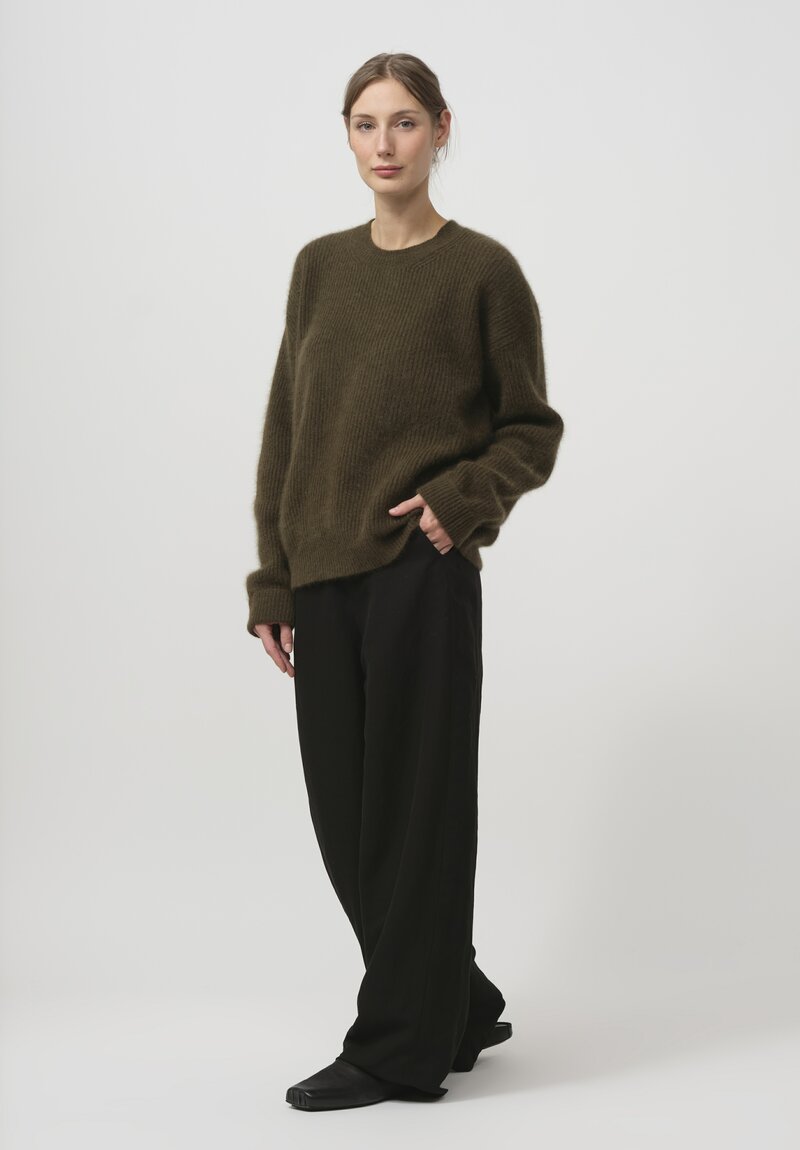 Uma Wang Raccoon Knit Sweater in Army Green	