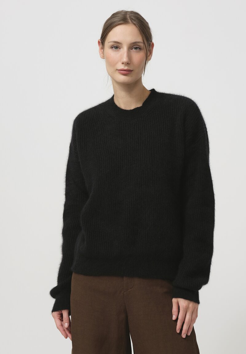 Uma Wang Raccoon Knit Sweater in Black	