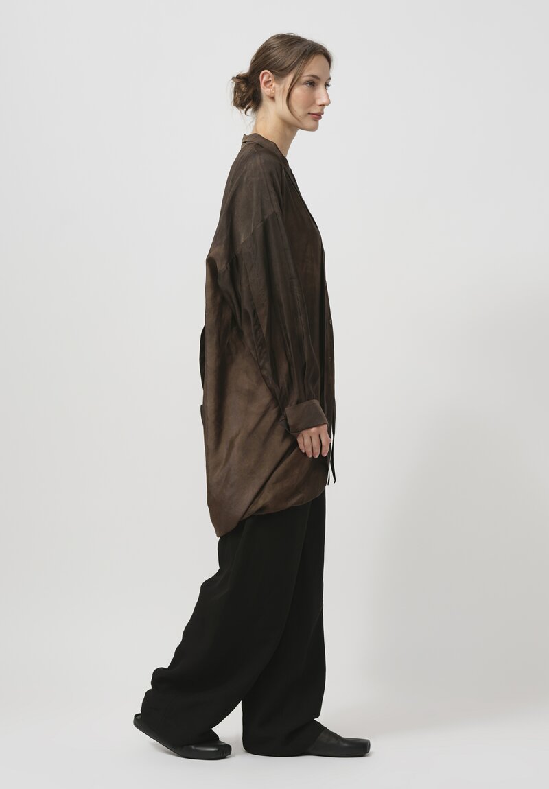 Uma Wang Tompkins Top in Dark Brown	