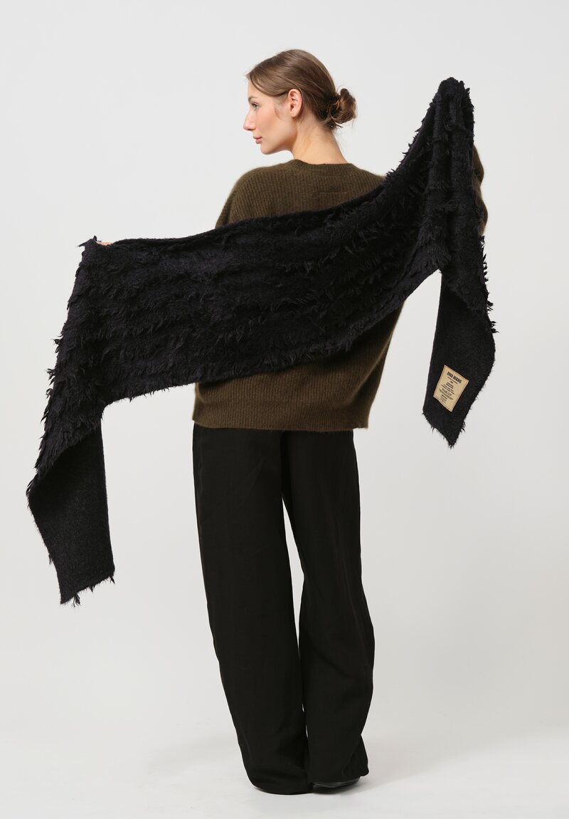 Uma Wang Textured Fuzzy Scarf in Black	