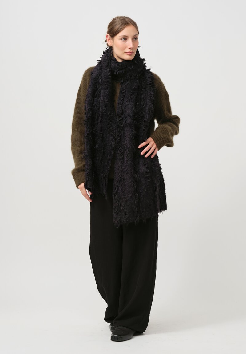 Uma Wang Textured Fuzzy Scarf in Black	