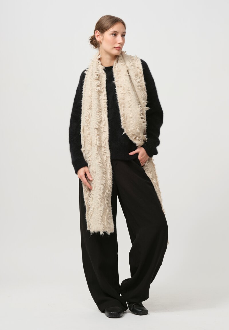 Uma Wang Textured Fuzzy Scarf in Natural	