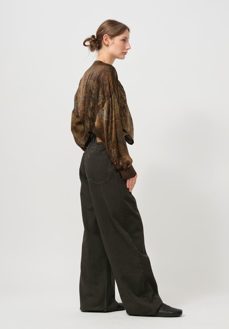 Uma Wang Denim Ball Pants in Army Green	