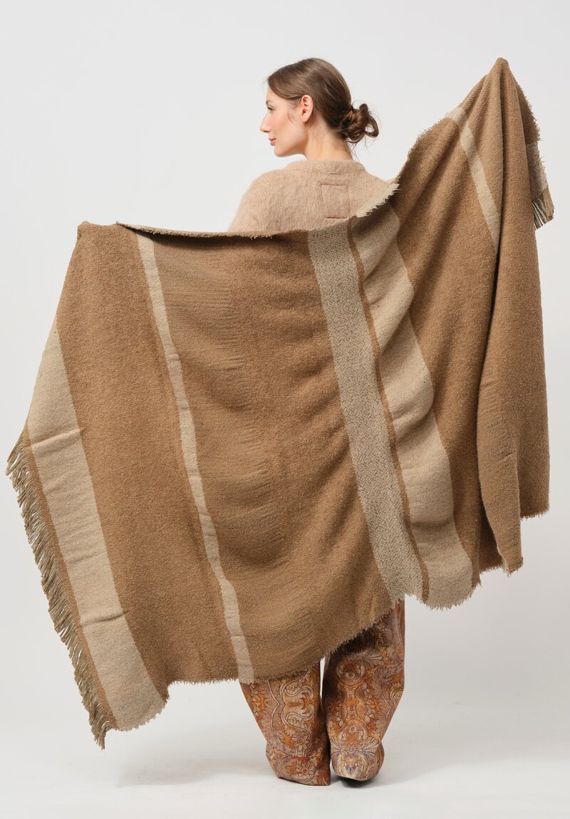 Uma Wang Camel & Mohair Scarf in Tan & Brown	