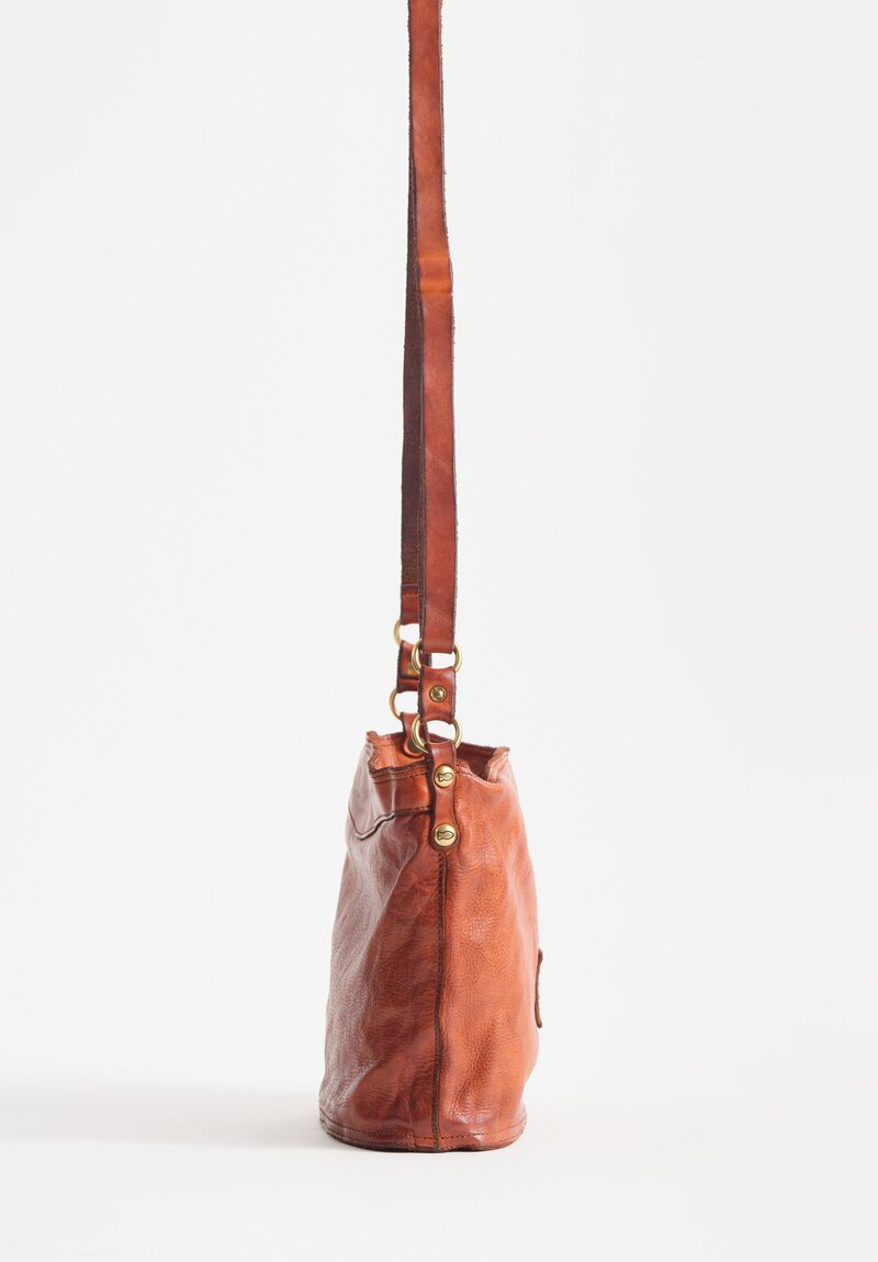 Campomaggi Leather Secchiello Bucket Bag in Cognac Brown	