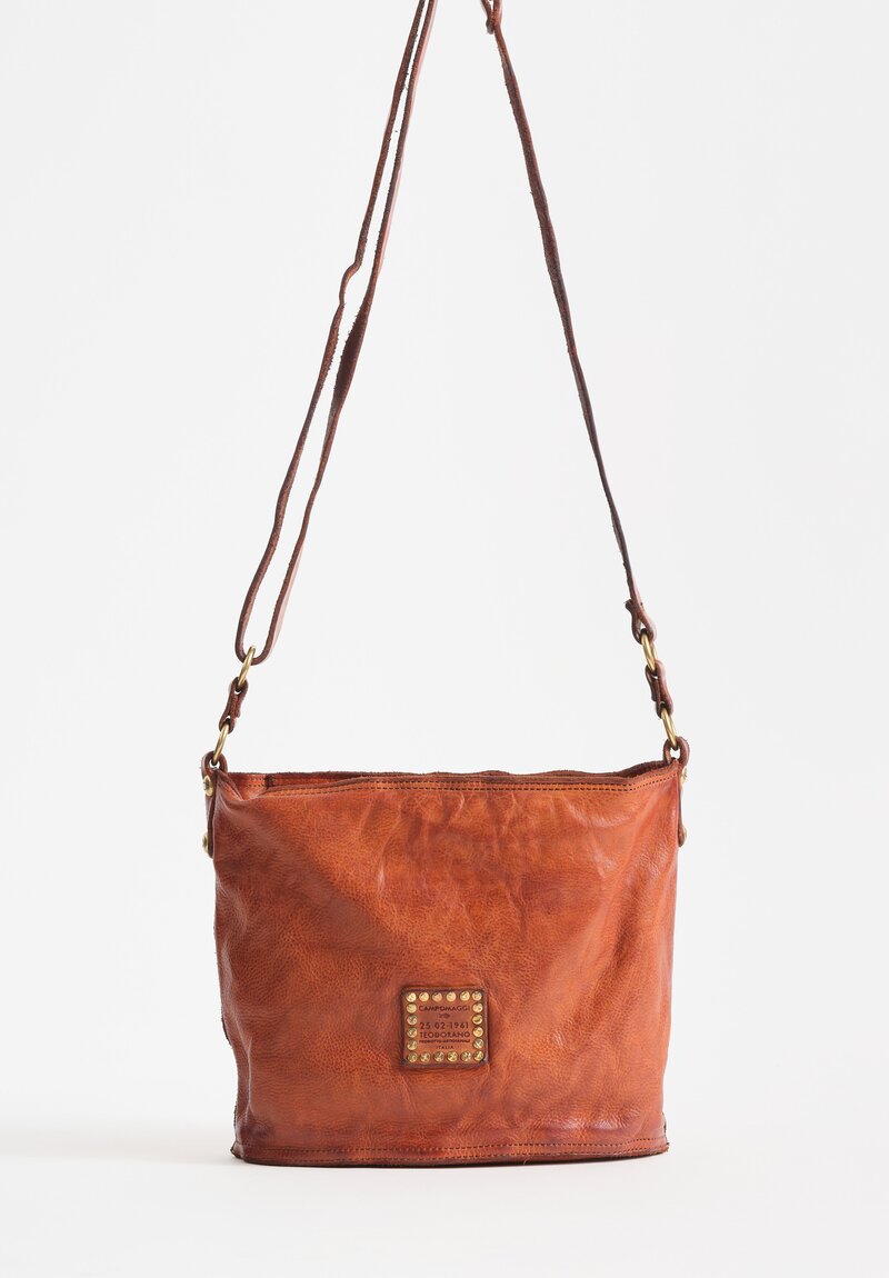 Campomaggi Leather Secchiello Bucket Bag in Cognac Brown	