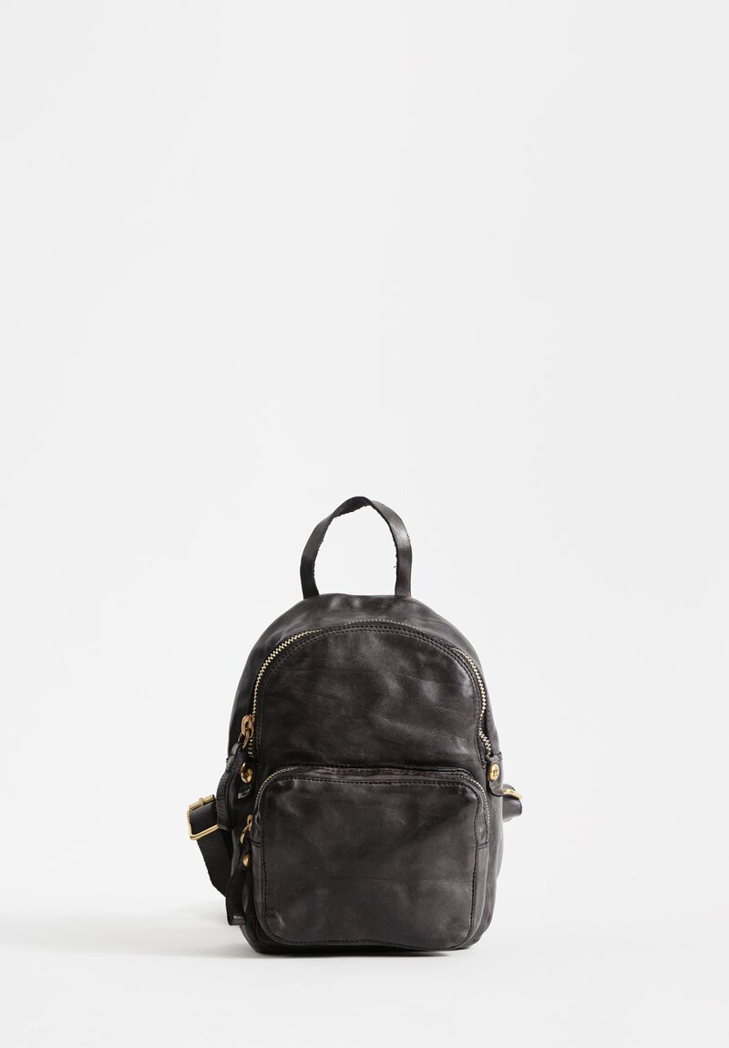 Campomaggi Leather Zainetto Backpack in Faded Black	