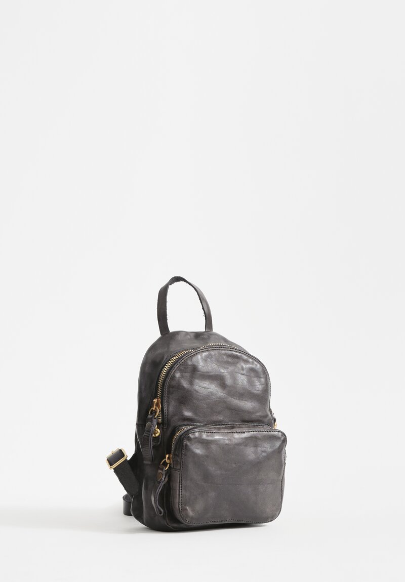 Campomaggi Leather Zainetto Backpack in Faded Black	