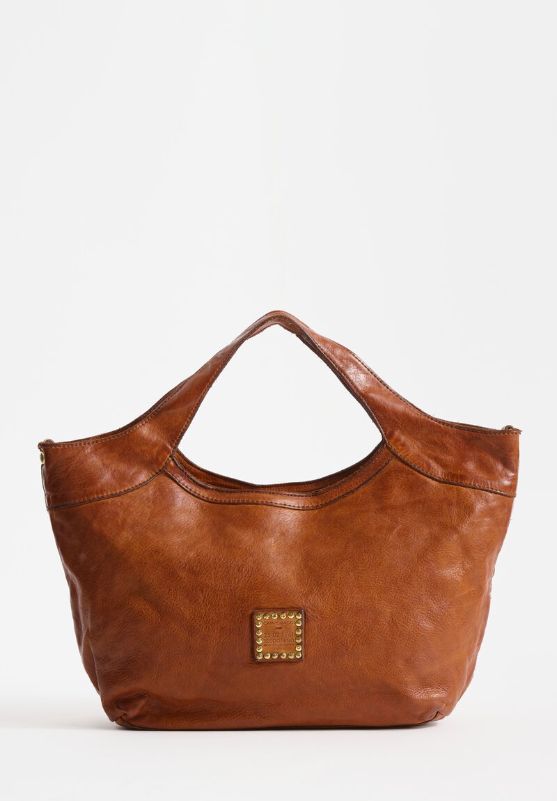 Campomaggi Leather Woven Edera Bag in Cognac Brown	