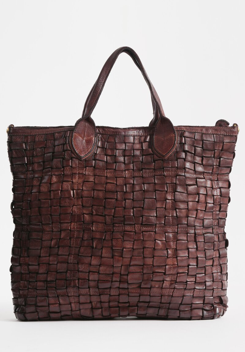 Campomaggi Leather Woven Edera Tote in Brown	