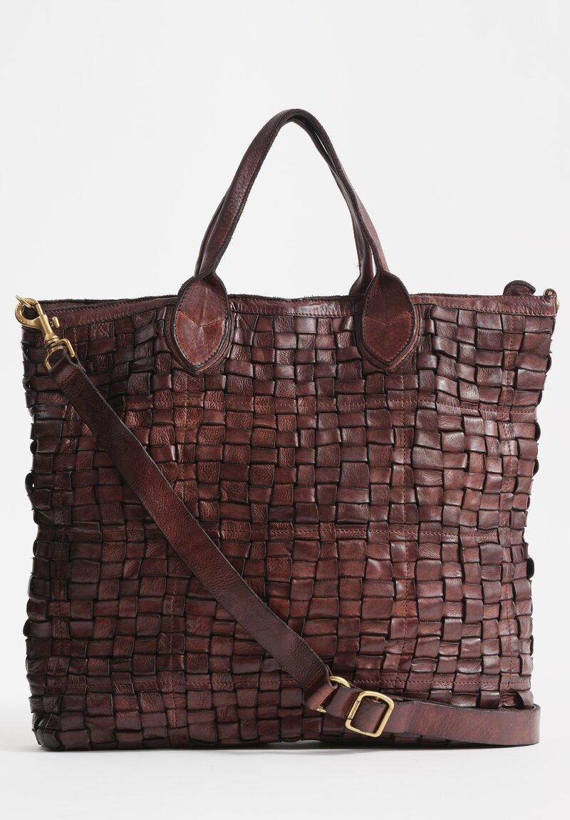 Campomaggi Leather Woven Edera Tote in Brown	