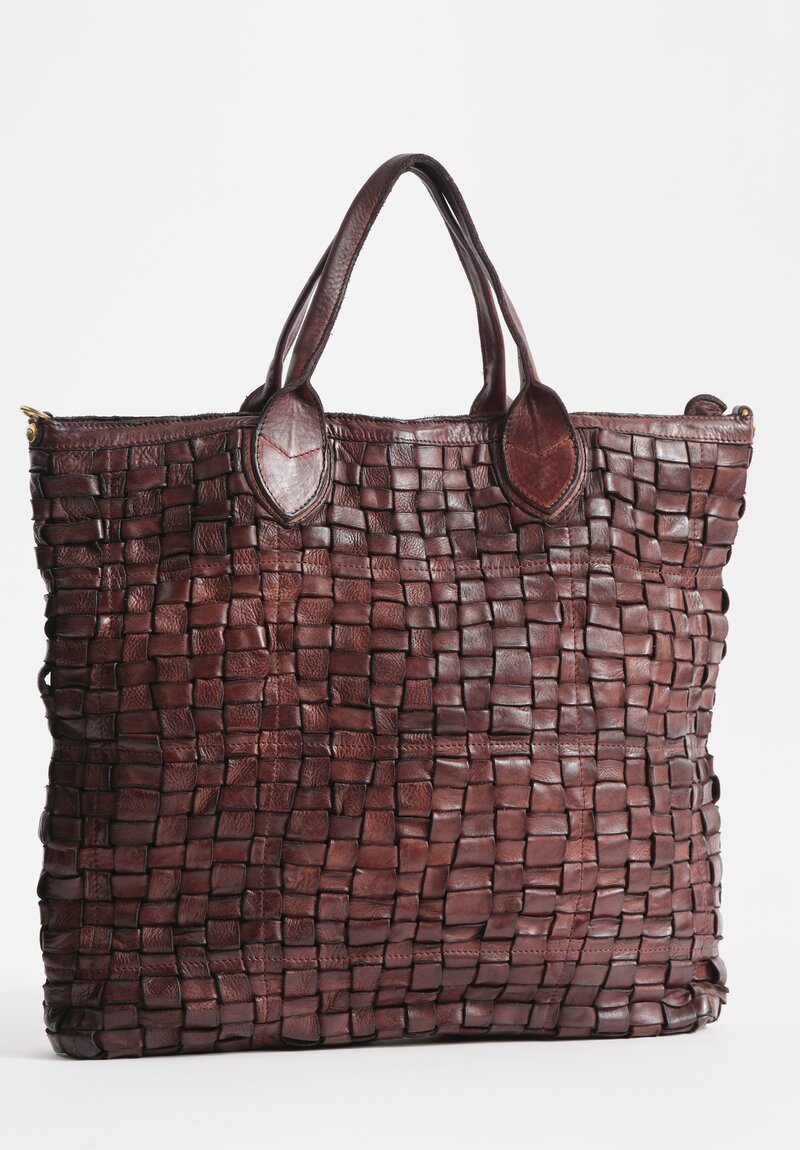 Campomaggi Leather Woven Edera Tote in Brown	