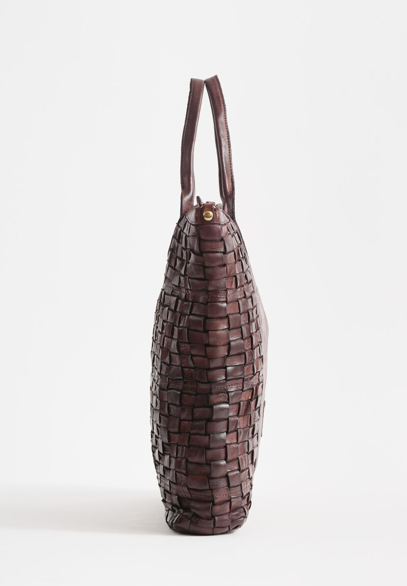 Campomaggi Leather Woven Edera Tote in Brown	