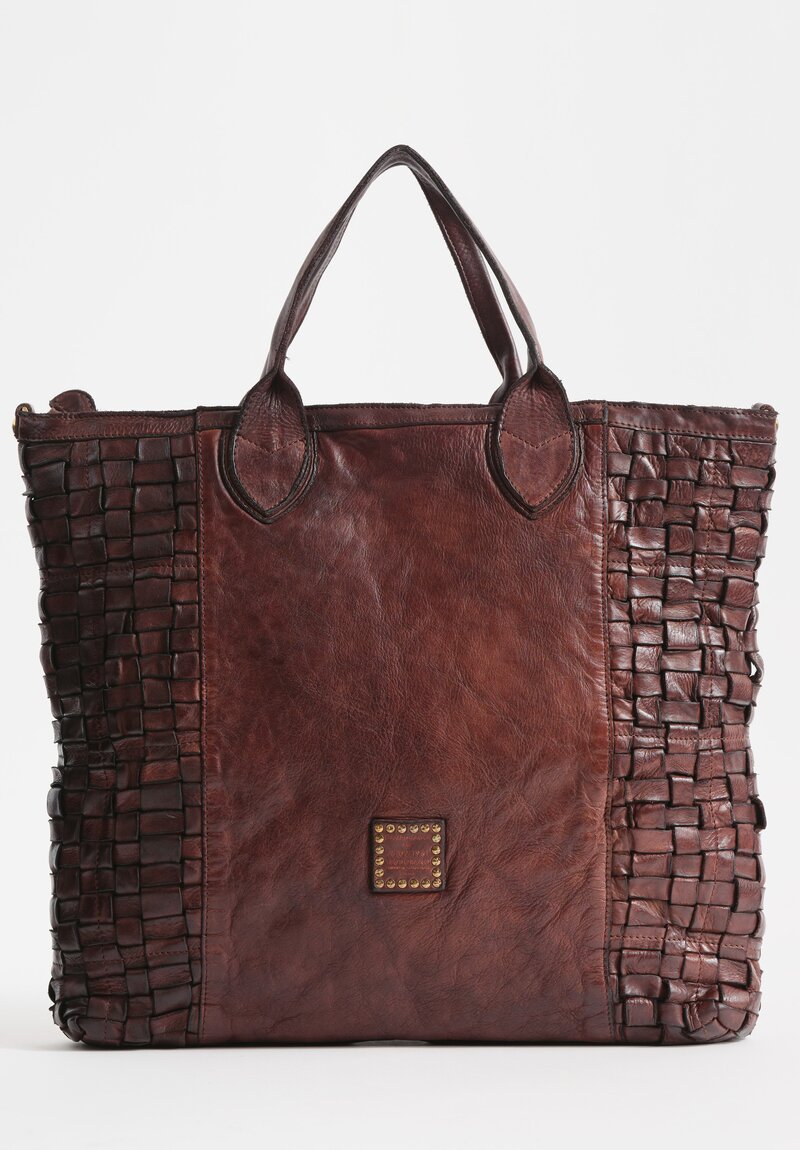 Campomaggi Leather Woven Edera Tote in Brown	