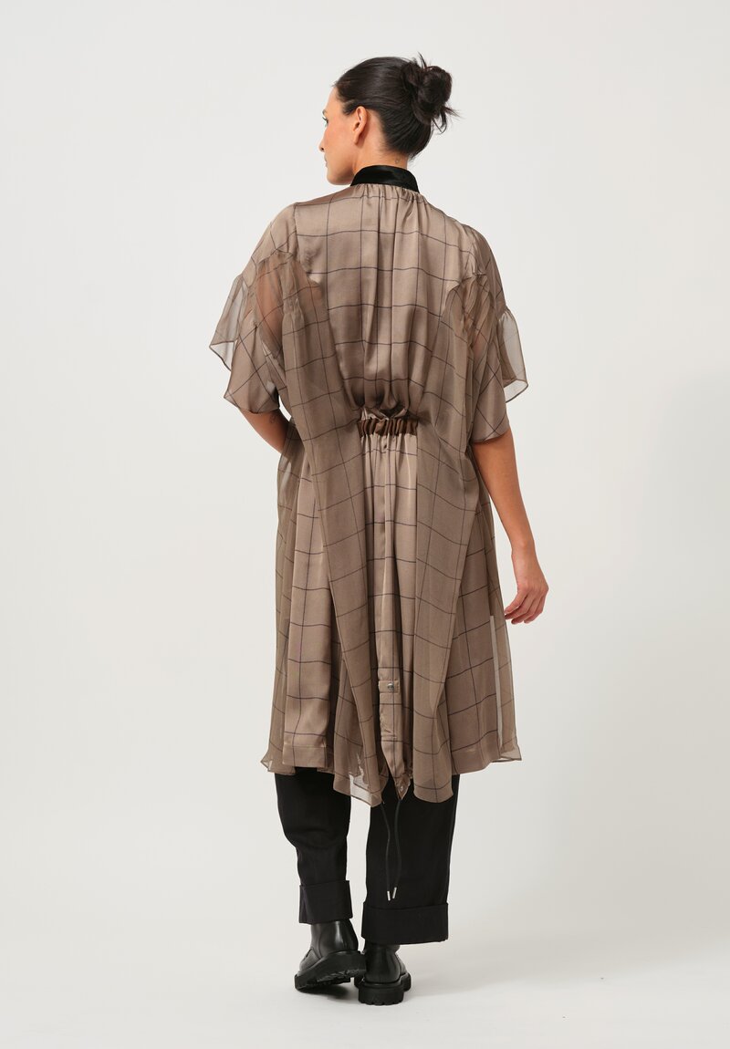 Sacai Windowpane Dress in Striped Brown & Black	