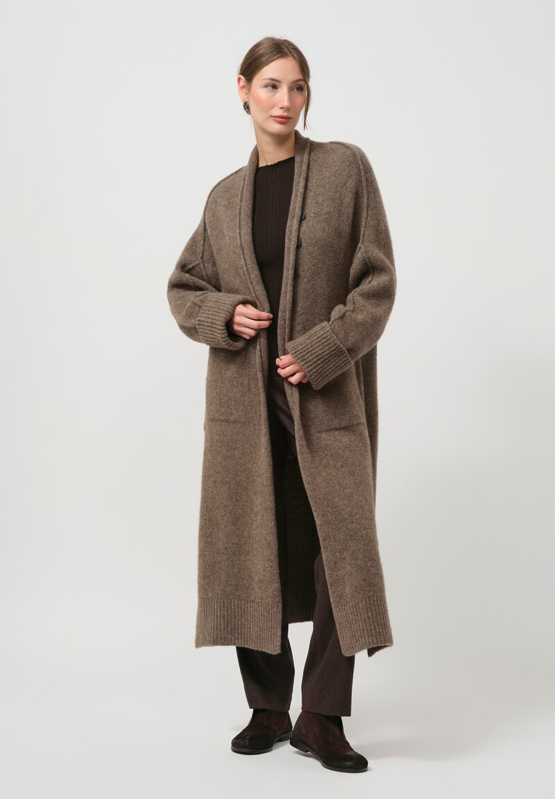 Isabel Benenato Yak Knit Coat in Taupe 