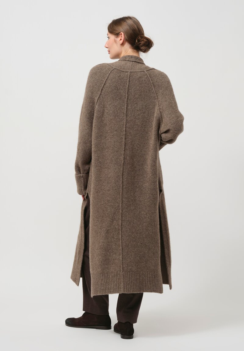 Isabel Benenato Yak Knit Coat in Taupe 