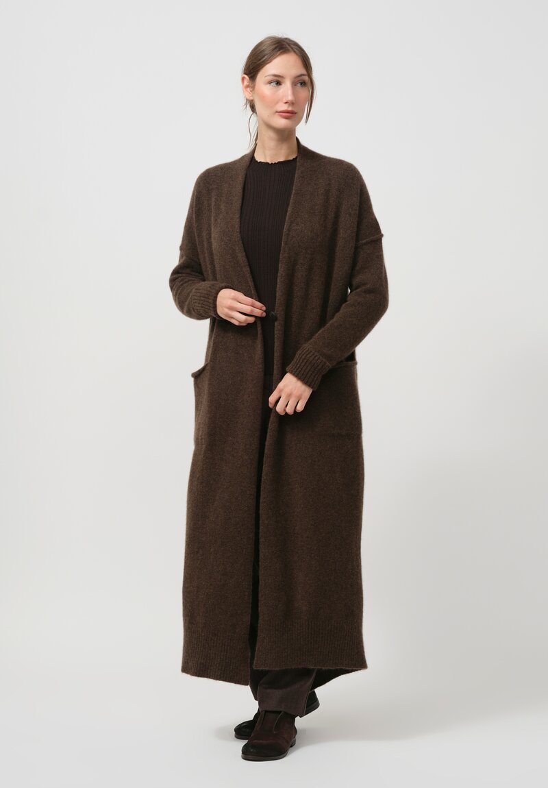 Isabel Benenato Cashmere & Silk Cardigan Coat in Brown	