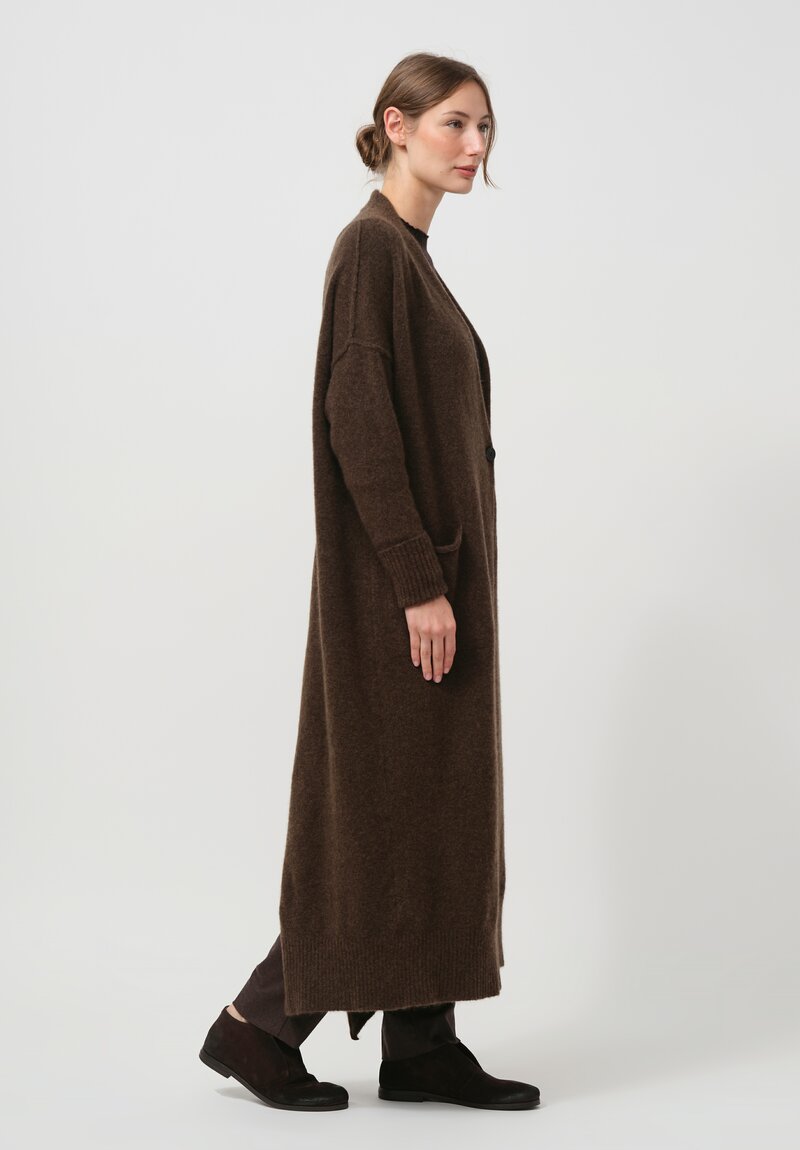 Isabel Benenato Cashmere & Silk Cardigan Coat in Brown	