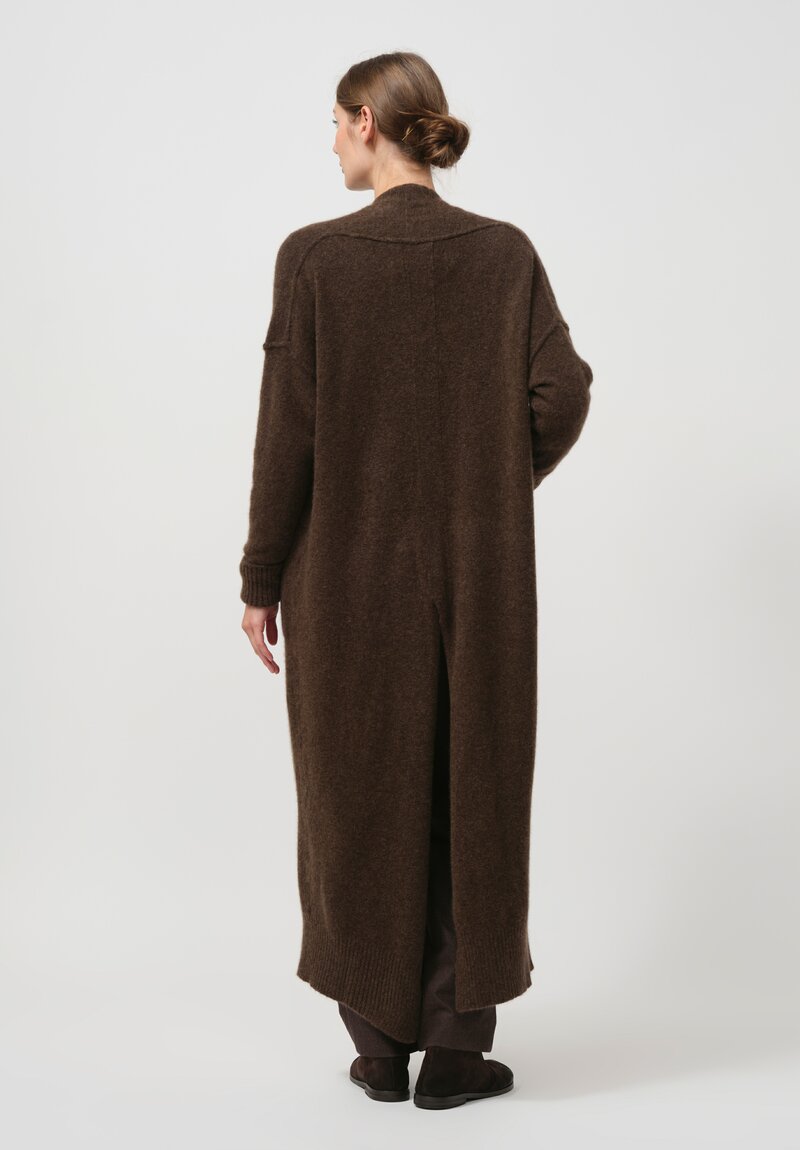 Isabel Benenato Cashmere & Silk Cardigan Coat in Brown	