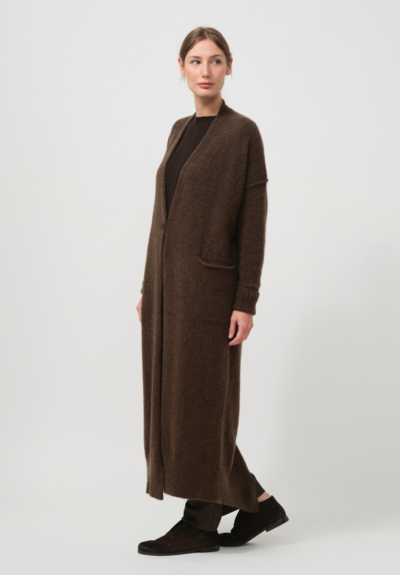 Isabel Benenato Cashmere & Silk Cardigan Coat in Brown	