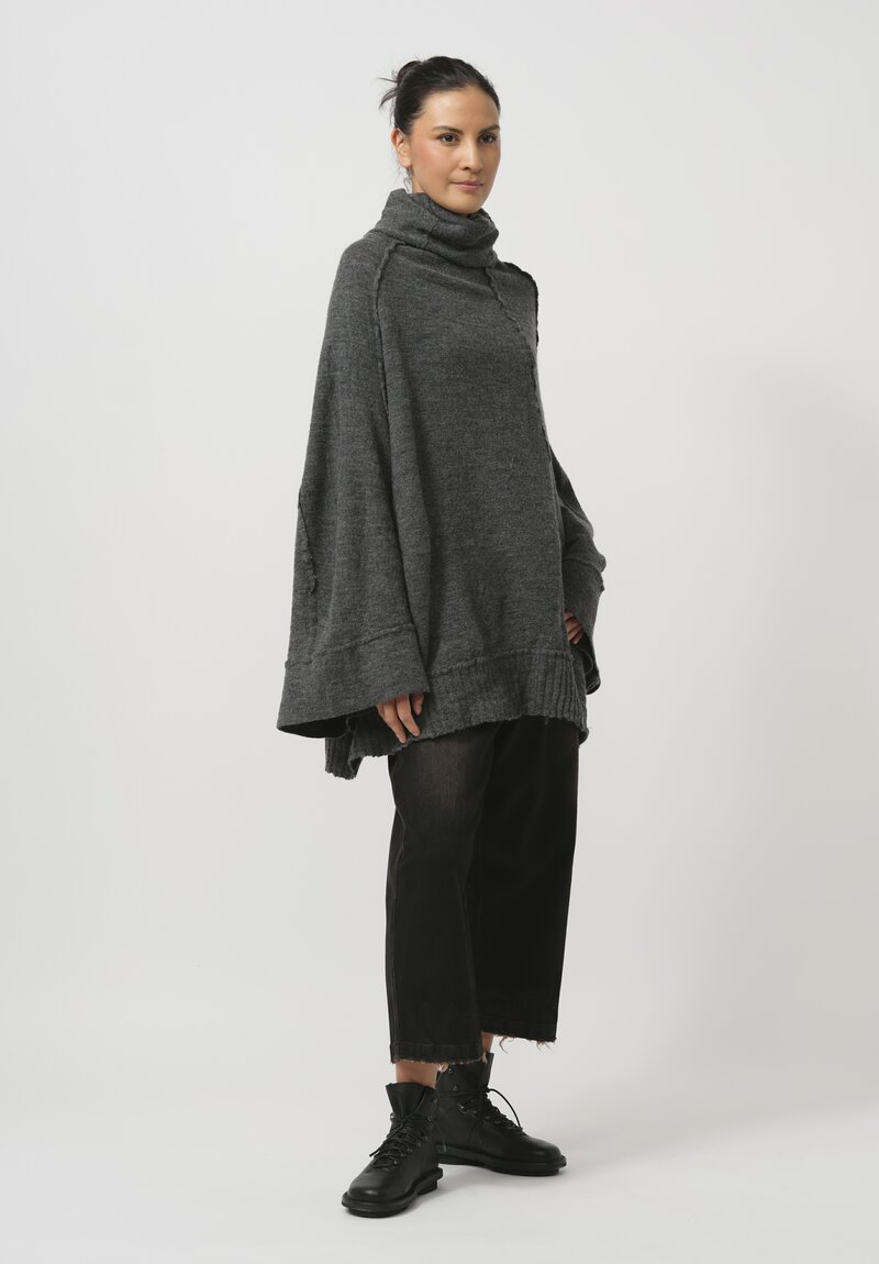 Rundholz Dip Felted Turtleneck Pullover in Coal Melange Grey	