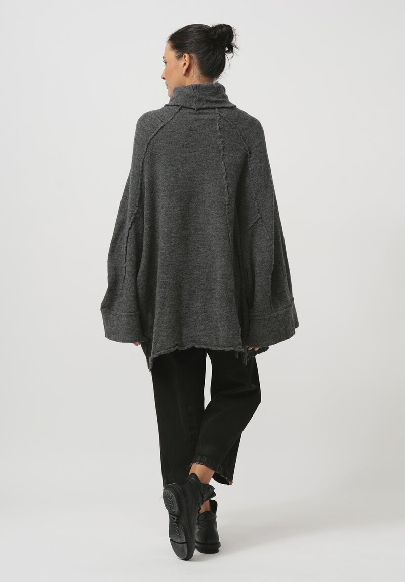 Rundholz Dip Felted Turtleneck Pullover in Coal Melange Grey	