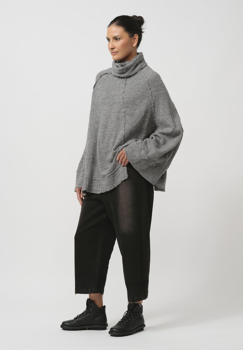 Rundholz Dip Felted Turtleneck Pullover in Pencil Melange Grey	