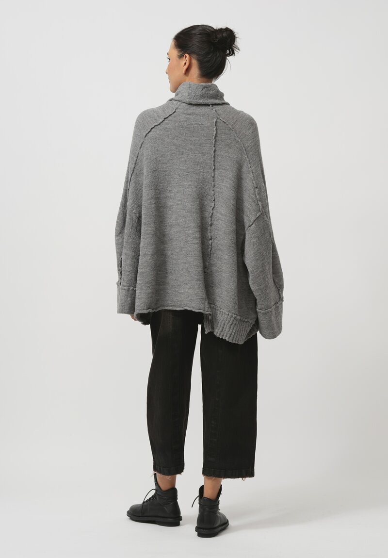 Rundholz Dip Felted Turtleneck Pullover in Pencil Melange Grey	