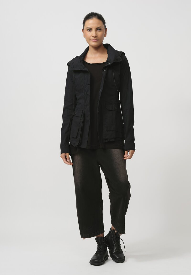 Rundholz Dip Hooded Stretch Cotton Jacket in Black	